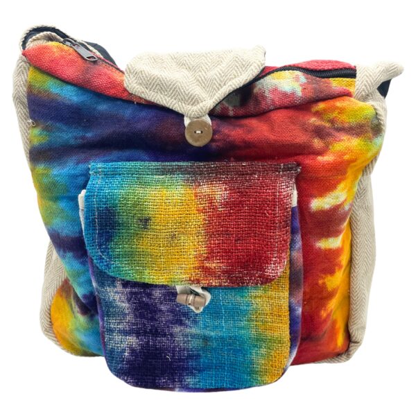 Sac d'étude en chanvre Tiedye avec poche avant- Vendu par 1