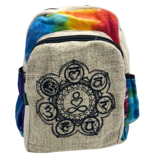 Sac à dos moyen en chanvre Tiedye - 7 Chakra- Vendu par 1