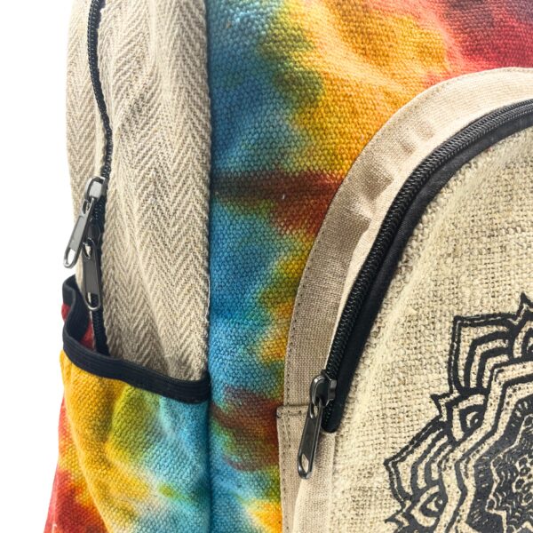 Grand sac à dos en chanvre Tiedye - Mandala- Vendu par 1 – Image 2