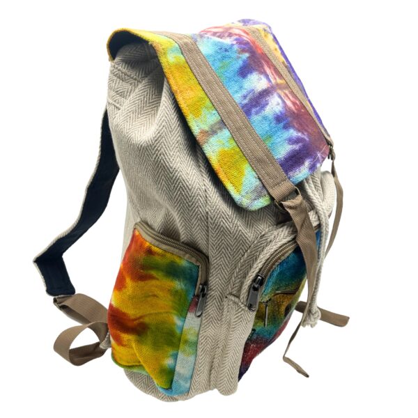 Grand sac à dos carré en chanvre Tiedye- Vendu par 1 – Image 2