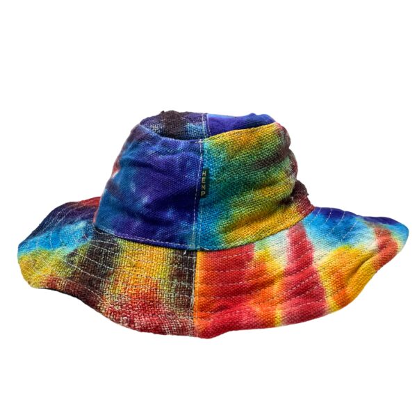 Chapeau de festival Boho en chanvre et coton patché et câblé - Tiedye- Vendu par 1
