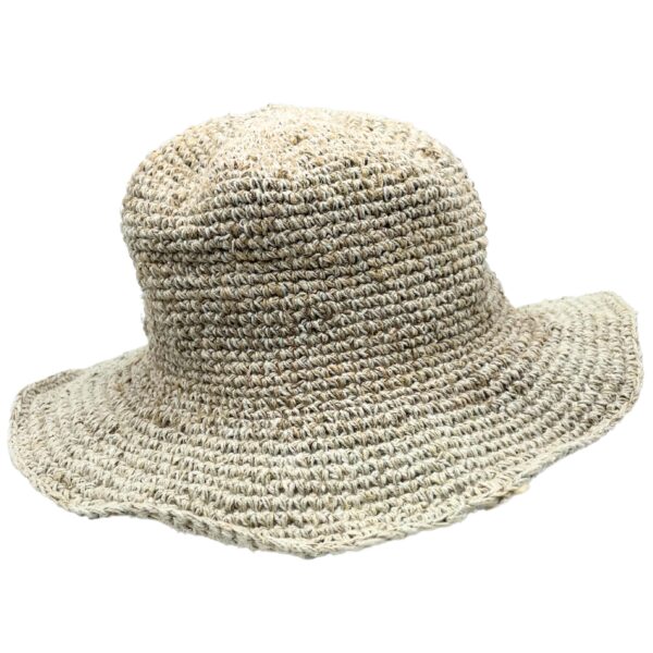 Chapeau de festival Boho en chanvre et coton tricoté à la main - Naturel- Vendu par 1