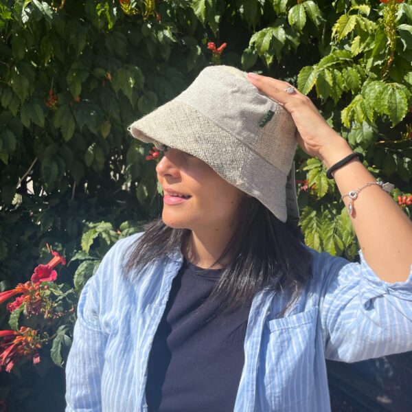 Chapeau de festival Boho en chanvre et coton patché - Naturel- Vendu par 1 – Image 2