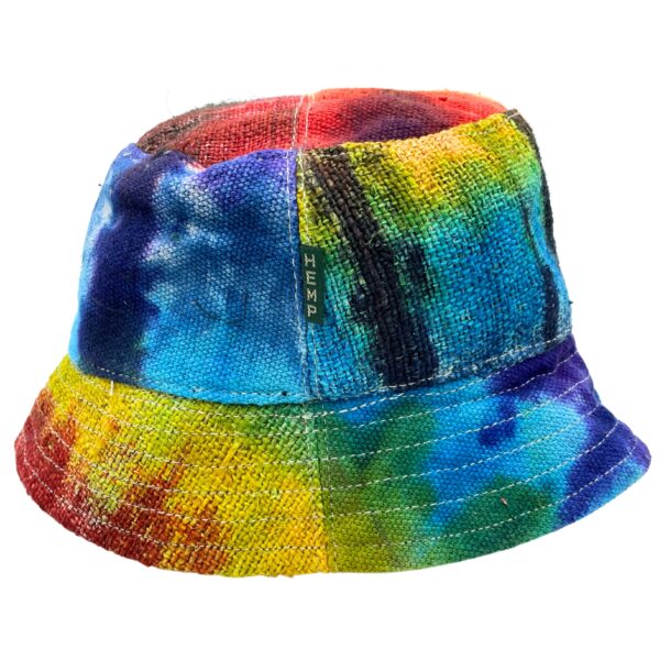 Chapeau de Festival Boho Patché en Chanvre et Coton - Tiedye- Vendu par 1
