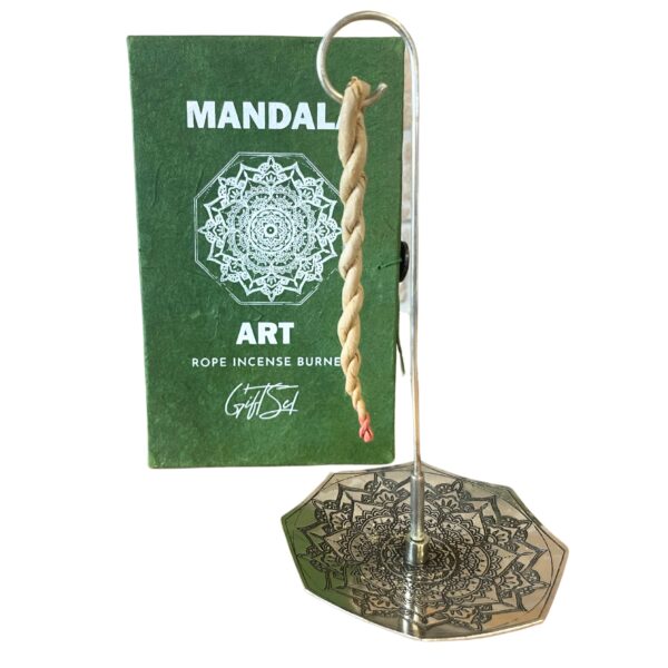 Ensemble d'encens en corde et porte-encens plaqué argent - Fleur de Mandala- Vendu par 1