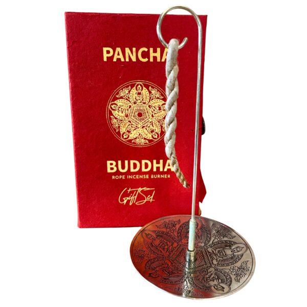 Ensemble d'encens en corde et support plaqué argent - Pancha Bouddha- Vendu par 1