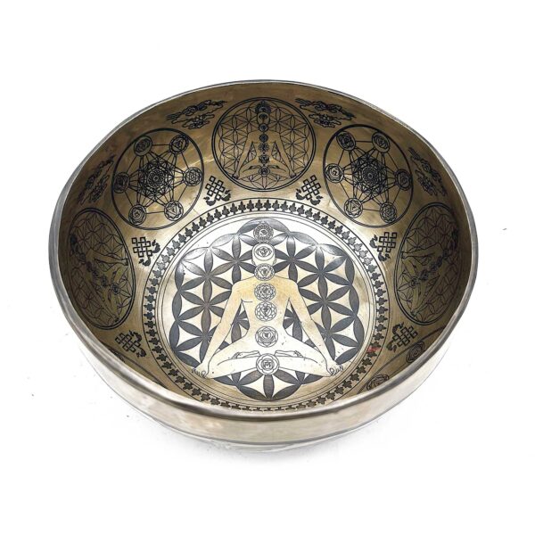 Bol Gravé de Guérison Tibétain - 16cm - 7 Chakra- Vendu par 1 – Image 2