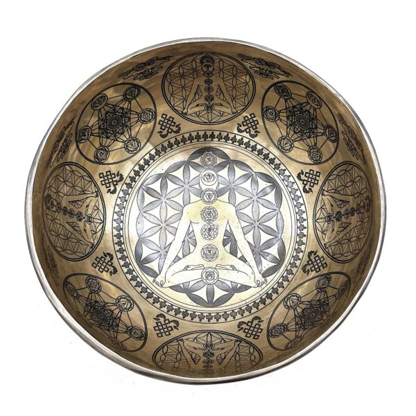 Bol Gravé de Guérison Tibétain - 16cm - 7 Chakra- Vendu par 1 – Image 3