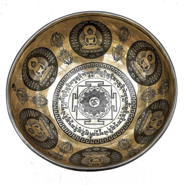 Bol Gravé de Guérison Tibétain - 21 cm - Om & Bouddha- Vendu par 1 – Image 2