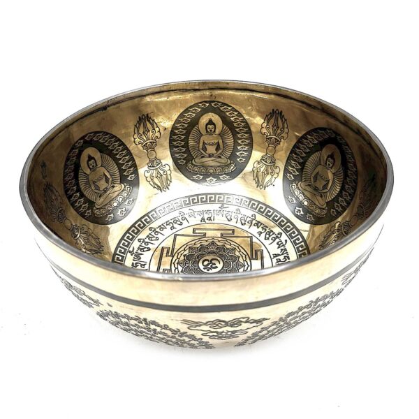 Bol Gravé de Guérison Tibétain - 21 cm - Om & Bouddha- Vendu par 1 – Image 3