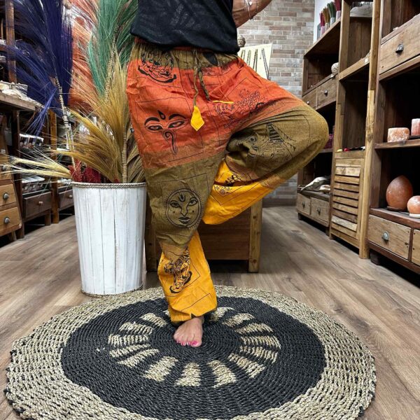 Pantalons de yoga et de festival - High Cross Himalayan Print sur Orange- Vendu par 1