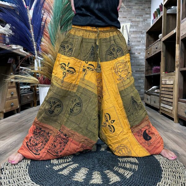 Pantalon de yoga et de festival - Aladdin Himalayan Print sur Orange- Vendu par 1 – Image 2