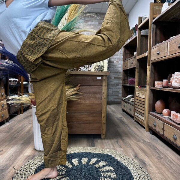 Pantalons de yoga et de festival - Mantra mandala de pêcheur thaïlandais sur orange- Vendu par 1
