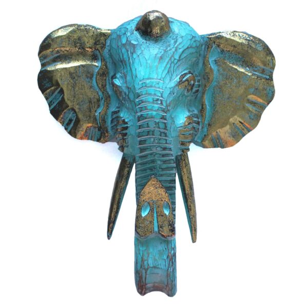 Grande Tête d'Éléphant - Or et Turquoise- Vendu par 1
