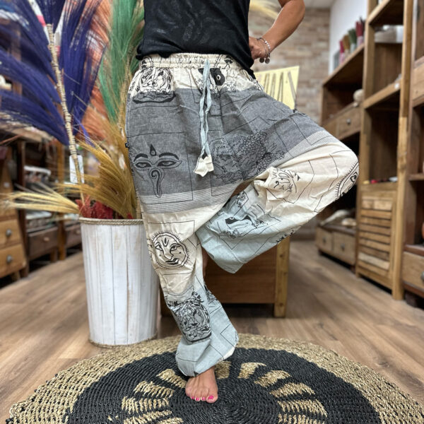 Pantalons de yoga et de festival - High Cross Himalayan Print sur gris- Vendu par 1