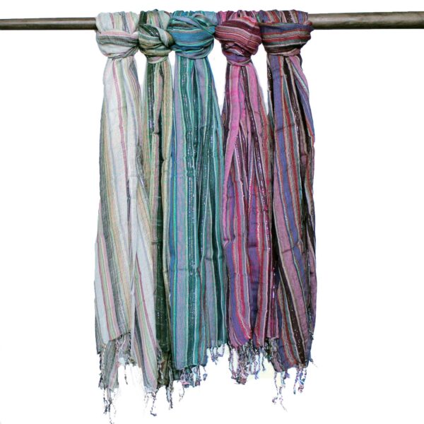 Foulards indiens Boho - 50x180cm - Couleurs aléatoires avec fil doré- Vendu par 1
