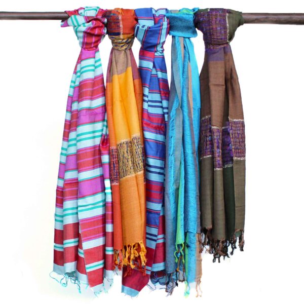 Grandes Echarpes Boho Indiennes - 75x180cm - Bleus Aléatoires- Vendu par 1