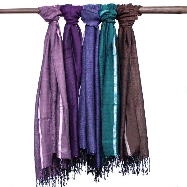 Grandes Echarpes Indiennes Boho - 75x180cm - Couleurs Aléatoires avec Fil Doré- Vendu par 1