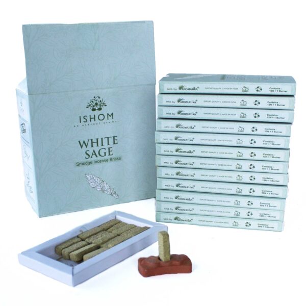 Pack de 15 Briques et Brûleur d'Encens Naturel - Sauge Blanche- Vendu par 1 – Image 2