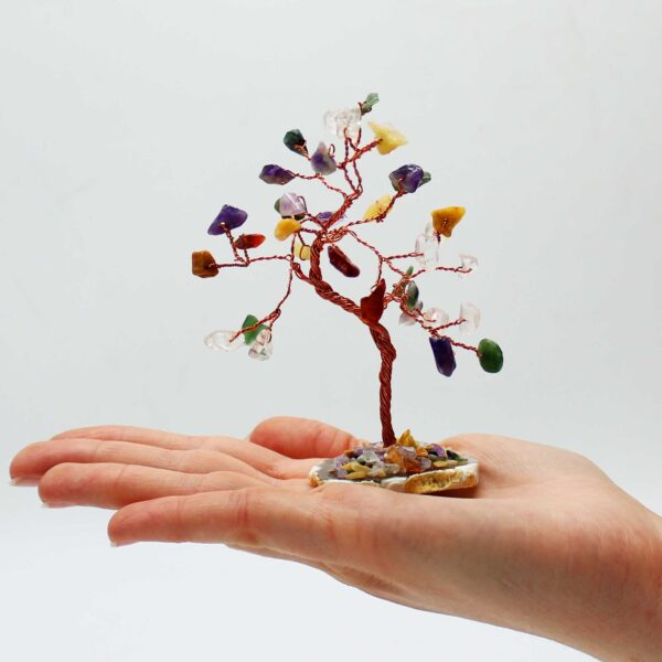 Arbre à pierres précieuses  Multi pierres sur base d'agate naturelle (35 pierres)- Vendu par 1 – Image 4