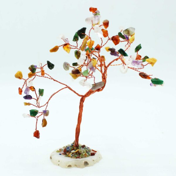 Arbre de pierres précieuses Lrg - Multi pierres sur base d'agate naturelle (100 pierres)- Vendu par 1 – Image 3
