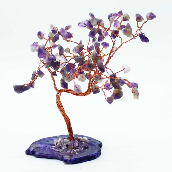 Arbre de pierres précieuses Lrg - Améthyste sur base d'agate naturelle (100 pierres)- Vendu par 1 – Image 3