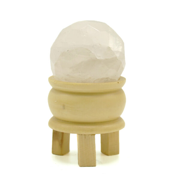 Boule de guérison à facettes avec pierres précieuses et support  Quartz de roche- Vendu par 1 – Image 2