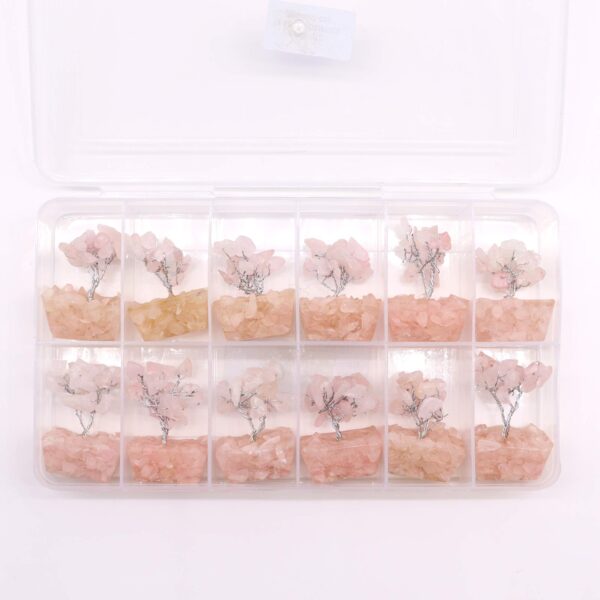 Mini arbres de pierres précieuses sur base d'orgonite - Quartz rose (15 pierres)- Vendu par 1 – Image 3