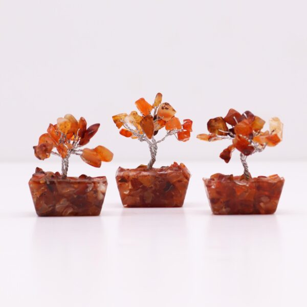 Mini arbres de pierres précieuses sur base d'orgonite - Cornaline (15 pierres)- Vendu par 1 – Image 2
