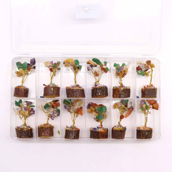 Mini arbres de pierres précieuses sur socle en bois - Multi pierres (15 pierres)- Vendu par 1 – Image 3