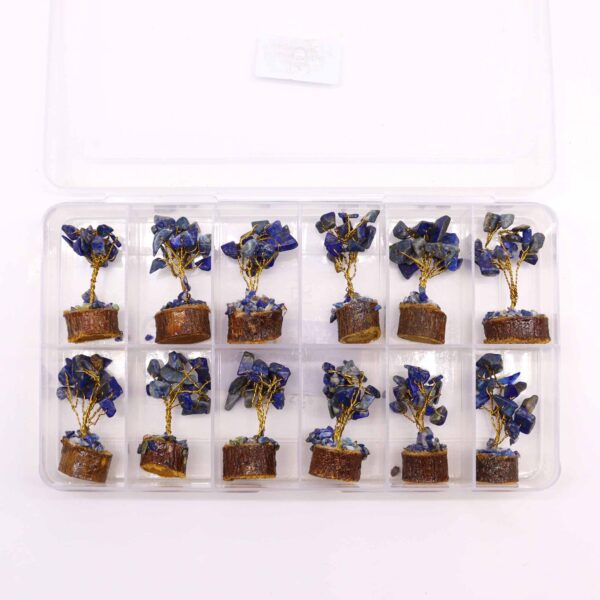 Mini arbres de pierres précieuses sur socle en bois - Sodalite (15 pierres)- Vendu par 1 – Image 3