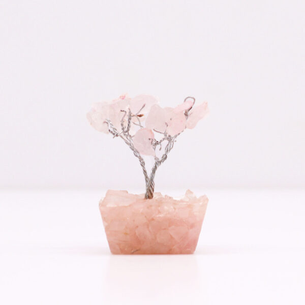 Mini arbres de pierres précieuses sur base d'orgonite - Quartz rose (15 pierres)- Vendu par 1