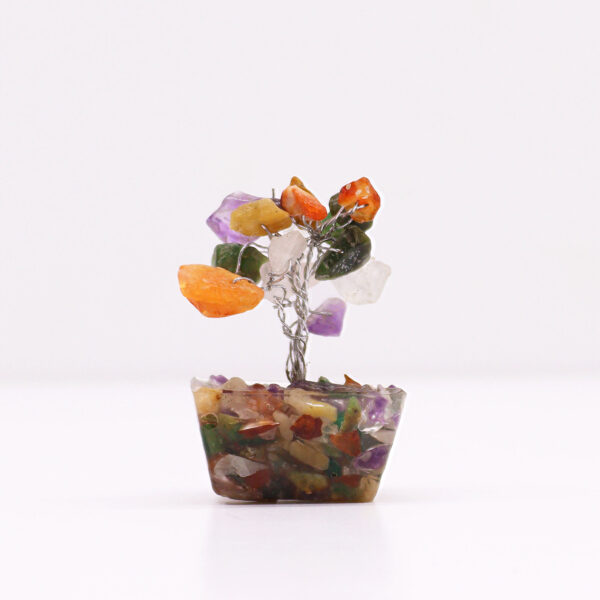Mini arbres de pierres précieuses sur base d'orgonite - Multi pierres (15 pierres)- Vendu par 1