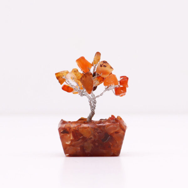 Mini arbres de pierres précieuses sur base d'orgonite - Cornaline (15 pierres)- Vendu par 1