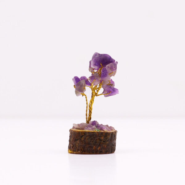 Mini arbres de pierres précieuses sur socle en bois - Améthyste (15 pierres)- Vendu par 1