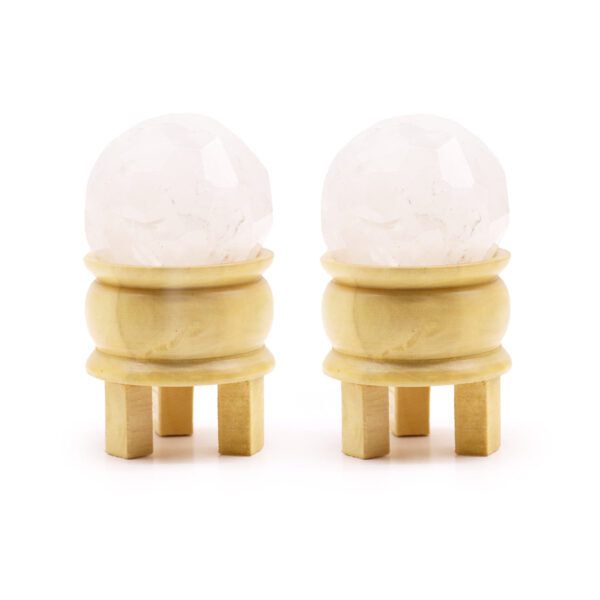 Boule de guérison à facettes avec pierres précieuses et support  Quartz de roche- Vendu par 1 – Image 4