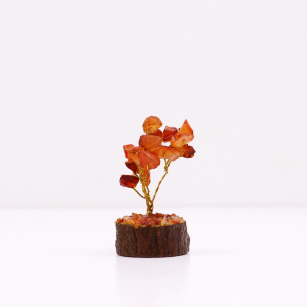 Mini arbres de pierres précieuses sur socle en bois - Cornaline (15 pierres)- Vendu par 1