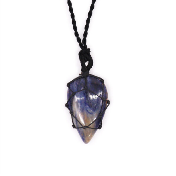 Pendentif en forme de larme avec pierres précieuses lacées - Sodalite- Vendu par 1