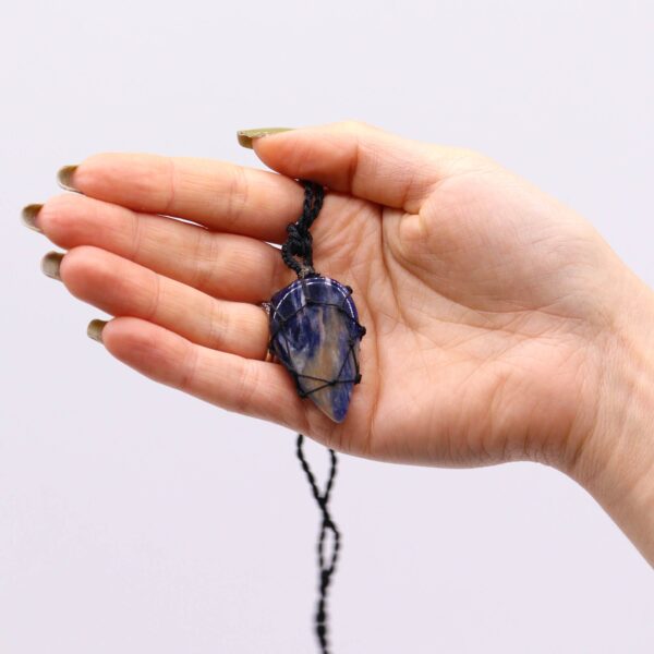 Pendentif en forme de larme avec pierres précieuses lacées - Sodalite- Vendu par 1 – Image 2
