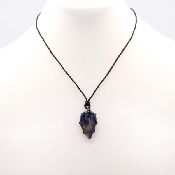 Pendentif en forme de larme avec pierres précieuses lacées - Sodalite- Vendu par 1 – Image 3