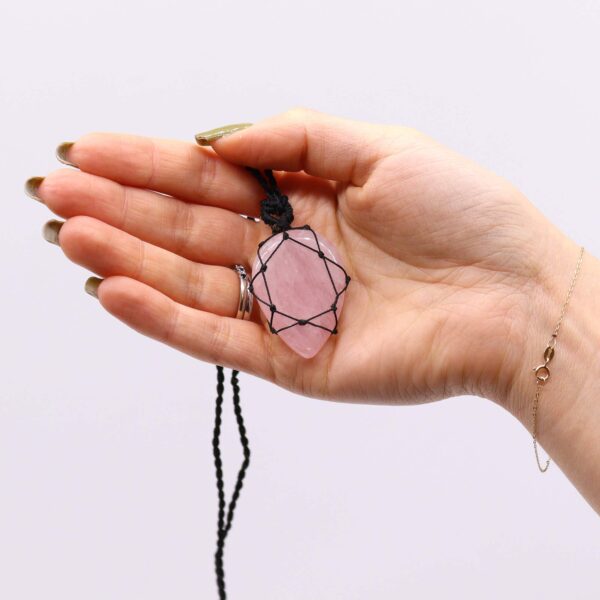 Pendentif en forme de larme avec pierres précieuses lacées - Quartz rose- Vendu par 1 – Image 2