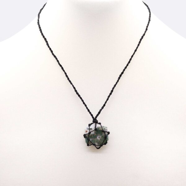 Pendentif Hexagone en Pierres Précieuses Lacées - Agate Mousse- Vendu par 1 – Image 3