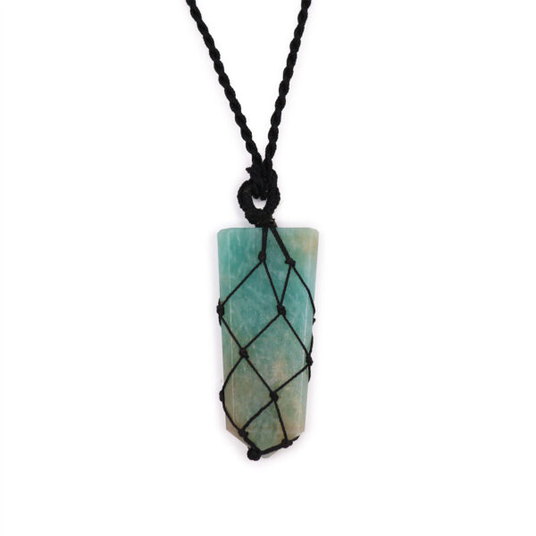 Pendentif à pointe plaque en pierres précieuses lacées - Amazonite- Vendu par 1
