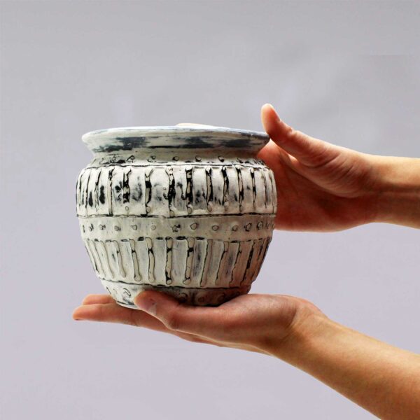 Pot de Plante Grecque en Argile - Crème 12cm- Vendu par 1 – Image 2