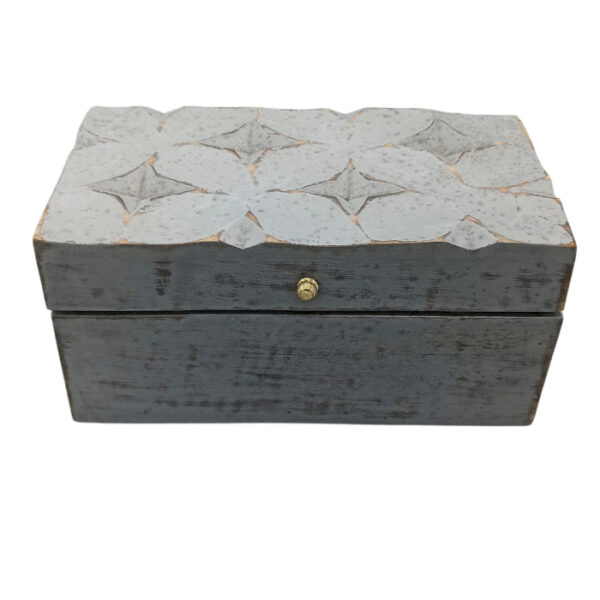 Déco Vintage - Boîte Multi Usages - 22x12x10cm - Étoile Grise- Vendu par 1