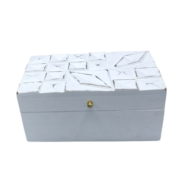 Déco Vintage - Boîte Multi Usages - 22x12x10cm - Diamants Blancs- Vendu par 1