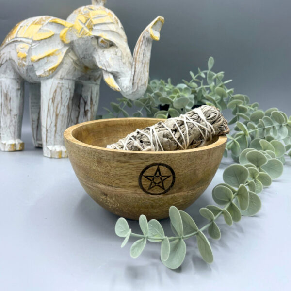 Bol en bois pour bavures et offrandes rituelles - Pentagone - 14x7 cm- Vendu par 1