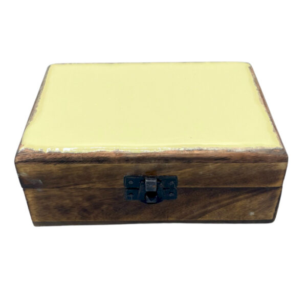 Boîte moyenne en bois émaillé en céramique - 15x10x6cm - Béton- Vendu par 1
