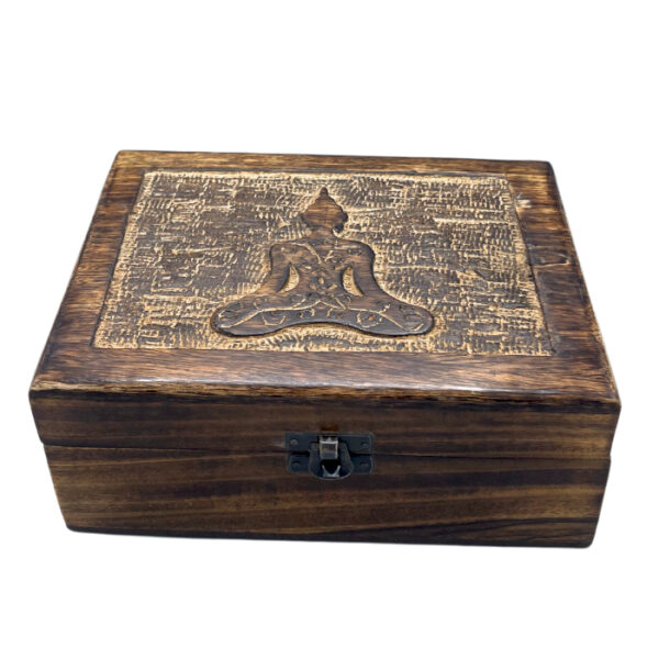 Grande boîte à souvenirs en bois 20x15x7,5 cm - Bouddha- Vendu par 1