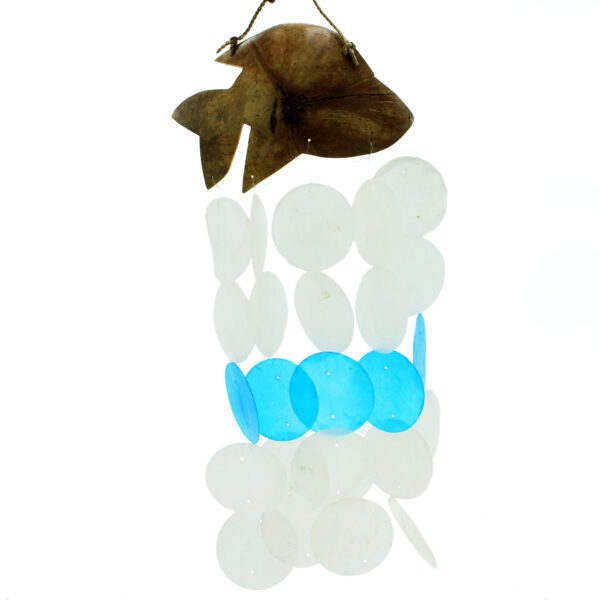 Carillons Éoliens Noix de Coco & Capiz - Dauphins Bleus - 30 cm- Vendu par 1